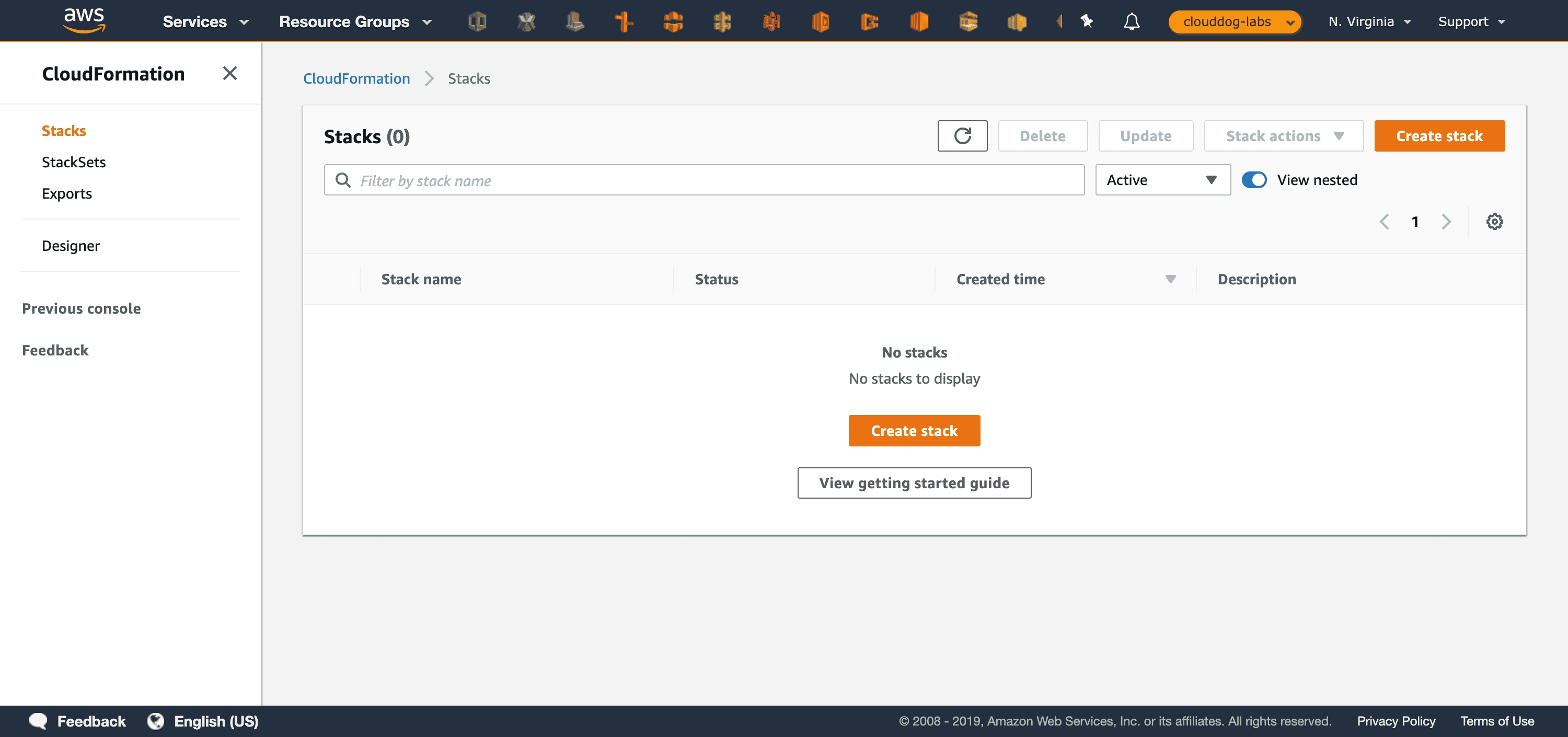Paso 1: Seleccionar CloudFormation