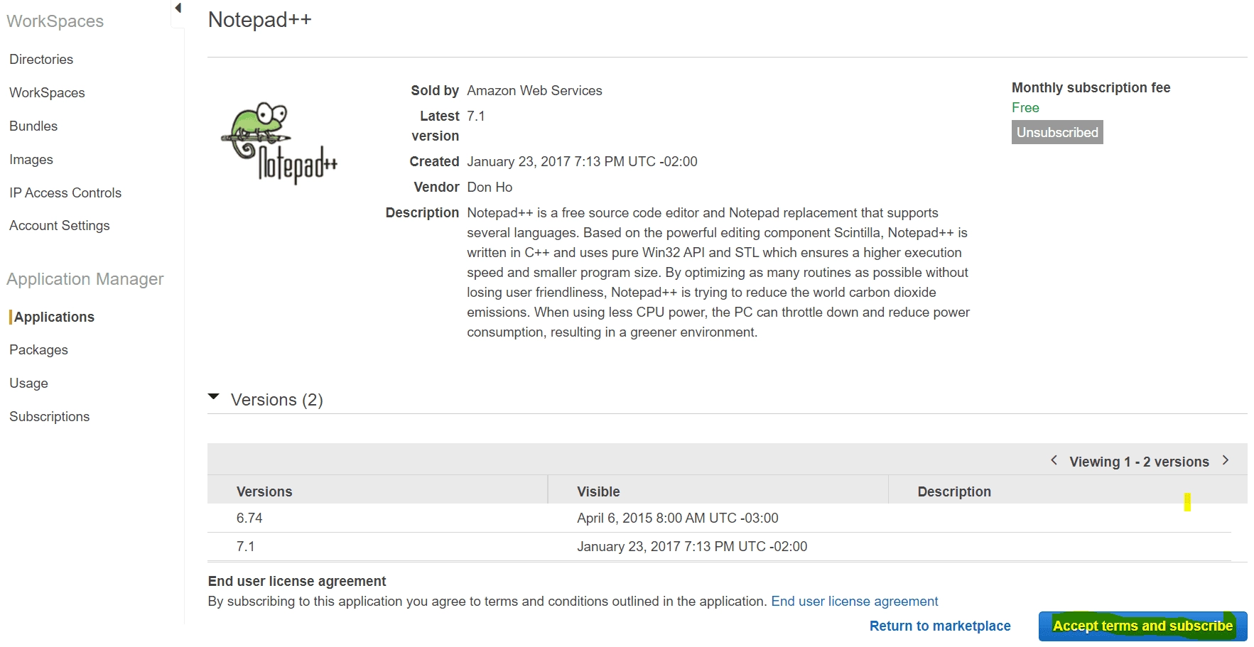 Step 1: Subscribing to the Application