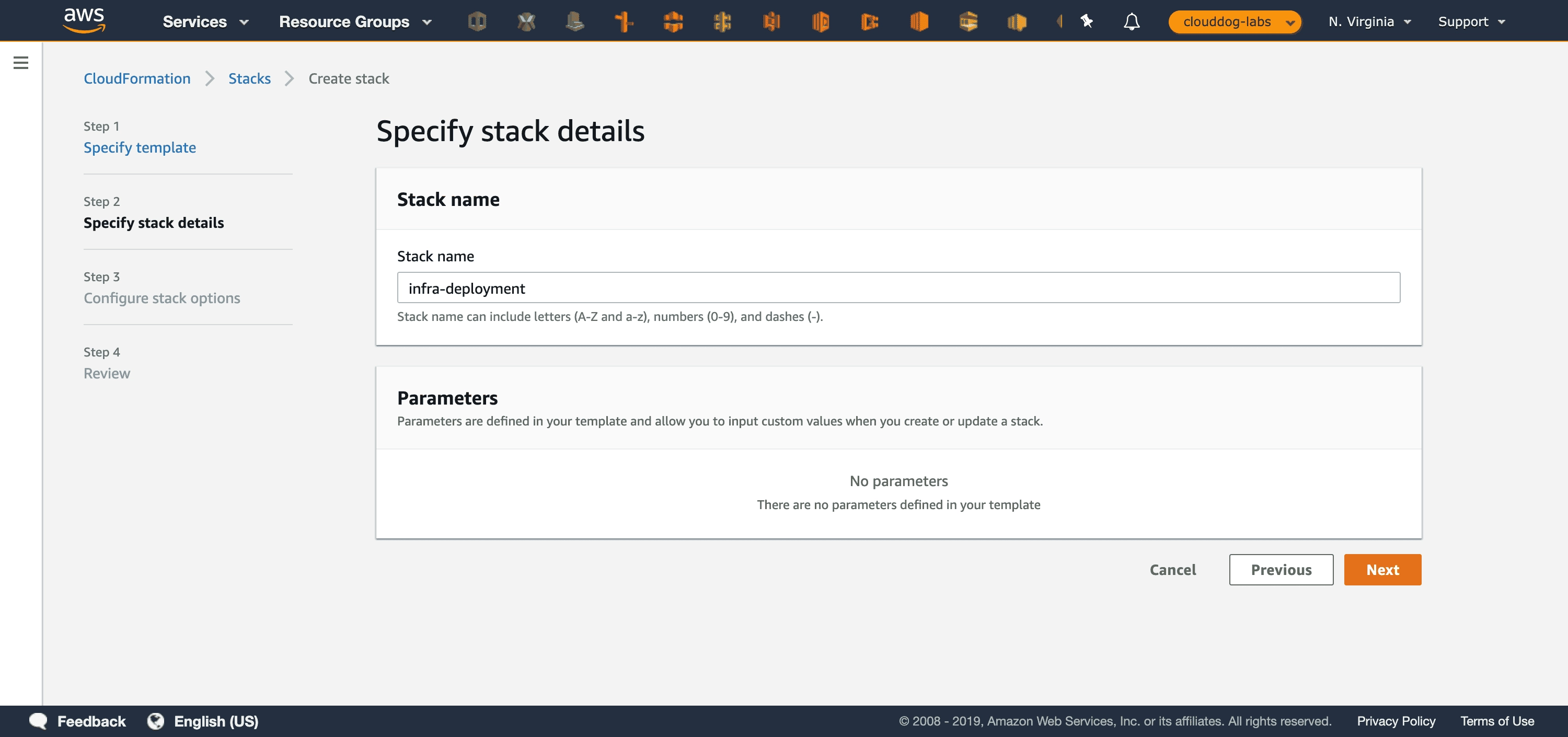 Paso 3: Configurando el Nombre del Stack