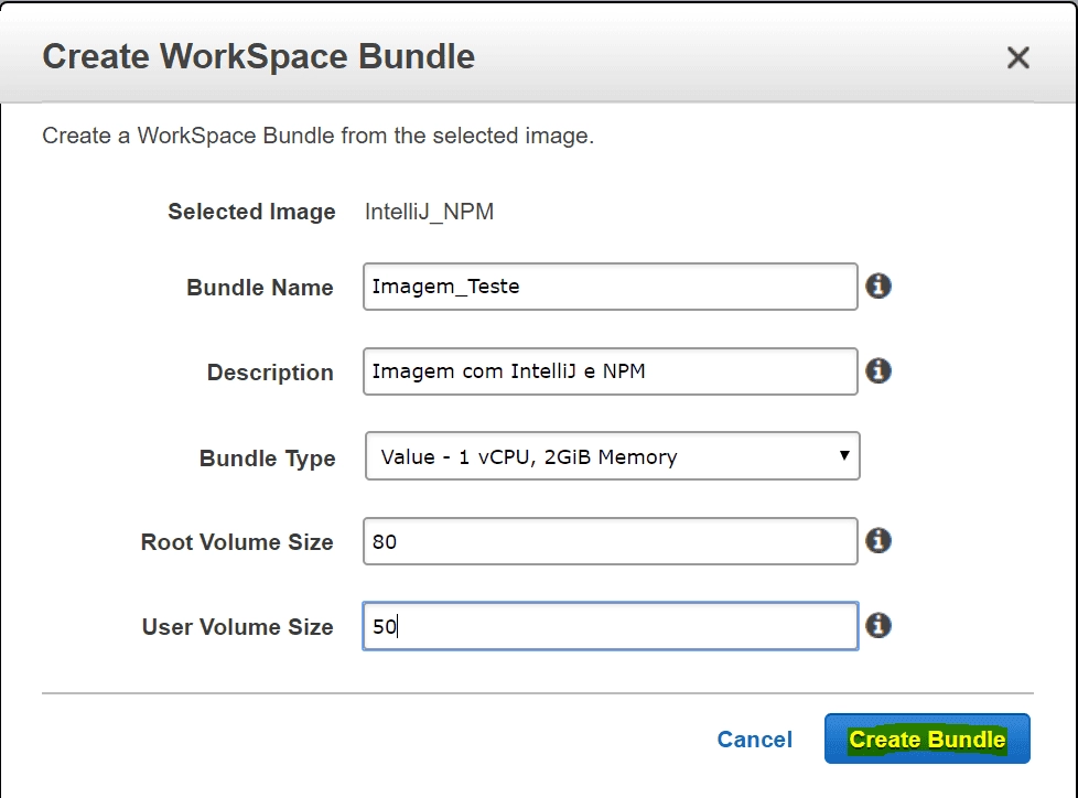 Step 2: Filling in the Bundle Information