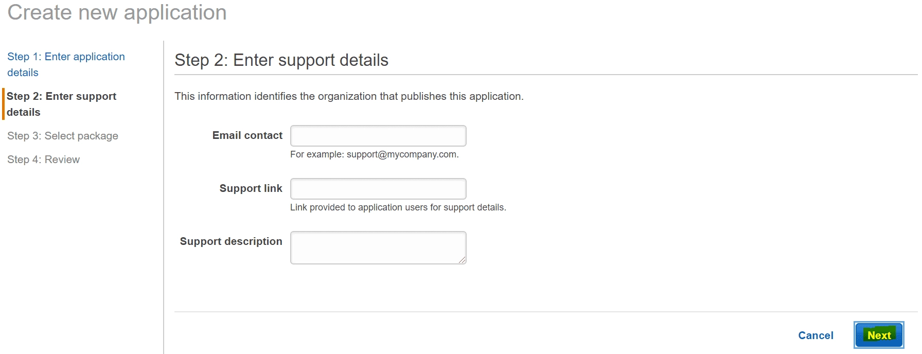 Step 5: Support Contact